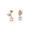 Boucles-dOreilles-Mini-Feuilles-Acier-Or-Rose-avec-Pierre-Ronde-Zirconium