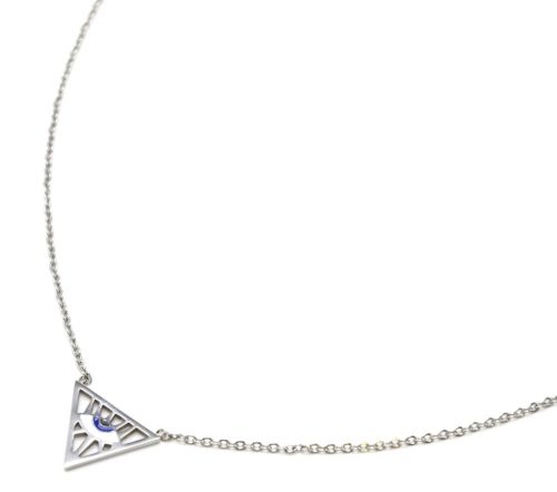 Collier-Fine-Chaine-Acier-Argente-Pendentif-Triangle-Inverse-Motif-Oeil