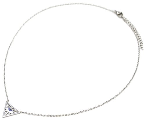 Collier-Fine-Chaine-Acier-Argente-Pendentif-Triangle-Inverse-Motif-Oeil