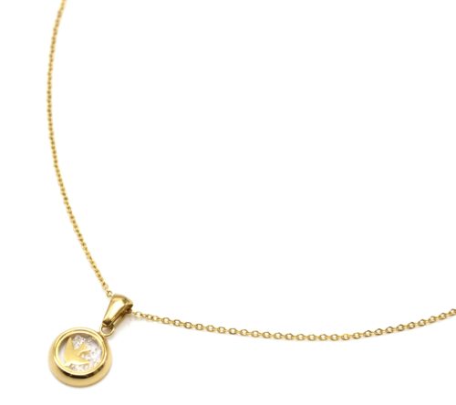 Collier-Fine-Chaine-Acier-Dore-Pendentif-Cercle-Colombe-et-Cristaux-Verre