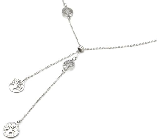 Collier-Fine-Chaine-Pendentif-Y-Cercles-Arbre-de-Vie-Acier-Argente-et-Strass