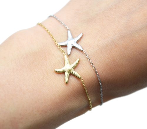 Bracelet-Fine-Chaine-avec-Charm-Etoile-de-Mer-Acier