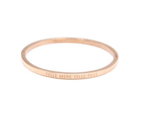 Bracelet-Enfant-15cm-Jonc-Fin-Acier-Or-Rose-avec-Message-Telle-Mere-Telle-Fille