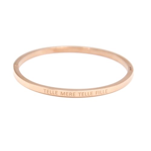 Bracelet-Enfant-15cm-Jonc-Fin-Acier-Or-Rose-avec-Message-Telle-Mere-Telle-Fille