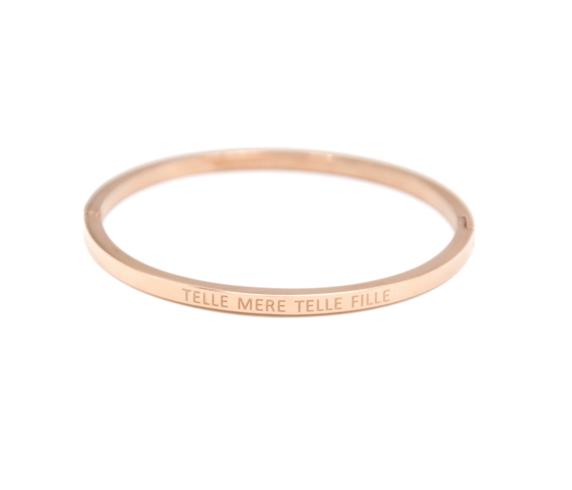 BC3703F - Bracelet Enfant 15cm Jonc Fin Acier Or Rose avec Message Telle  Mère Telle Fille