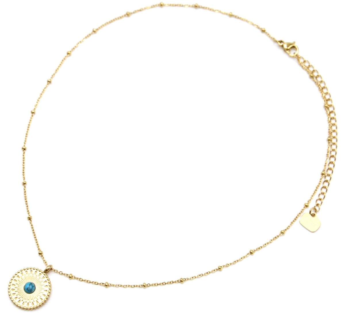 Collier Chaîne Doré, Pendentif Cercle, Plaqué Or Jaune, Métal, Breloque