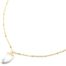 Collier-Chaine-Boules-Pendentif-Corne-Acier-Dore-et-Pierre-Effet-Marbre-Blanc