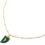 Collier-Chaine-Boules-Pendentif-Corne-Acier-Dore-et-Pierre-Effet-Naturel-Verte