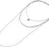 Collier-Triple-Chaine-avec-Maillons-et-Medailles-Acier-Argente