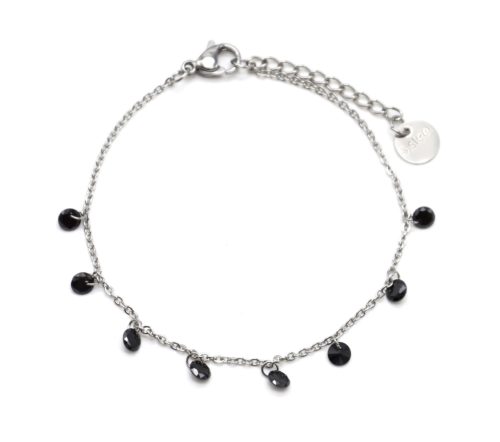 Bracelet-Fine-Chaine-Acier-Argente-avec-Charms-Pierres-Noires