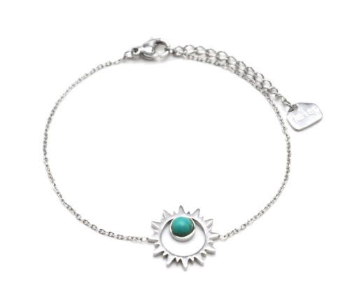 Bracelet-Fine-Chaine-avec-Soleil-Contour-Acier-Argente-et-Pierre-Turquoise