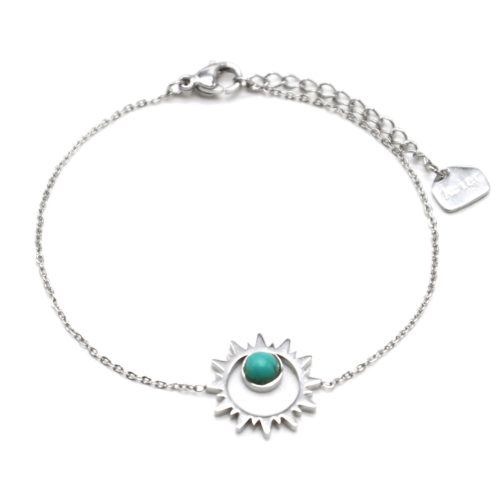 Bracelet-Fine-Chaine-avec-Soleil-Contour-Acier-Argente-et-Pierre-Turquoise