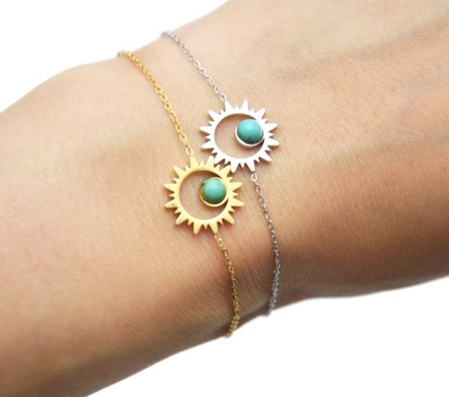 Bracelet-Fine-Chaine-avec-Soleil-Contour-Acier-et-Pierre-Turquoise