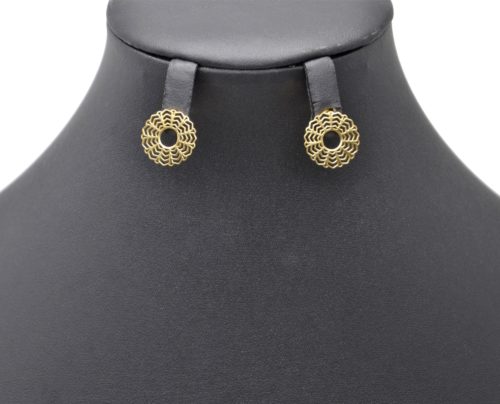 Boucles-dOreilles-Fleur-Rosace-Ajouree-Acier-Dore