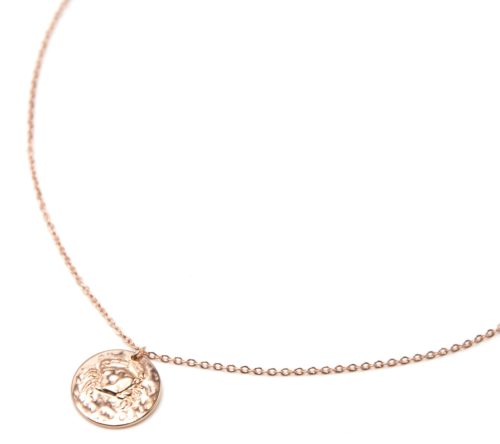 Collier-Pendentif-Medaille-Signe-Astro-Cancer-Acier-Or-Rose