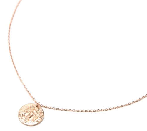 Collier-Pendentif-Medaille-Signe-Astro-Vierge-Acier-Or-Rose