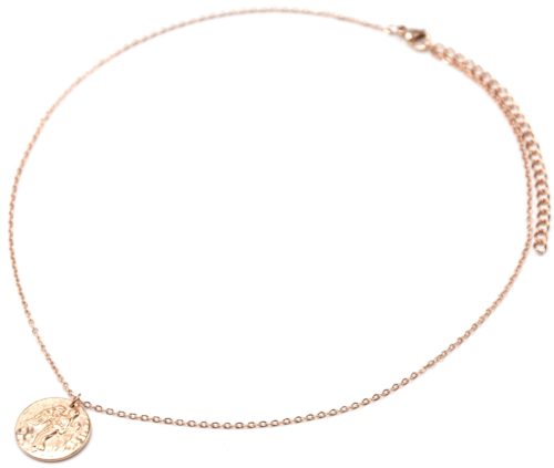 Collier-Pendentif-Medaille-Signe-Astro-Vierge-Acier-Or-Rose