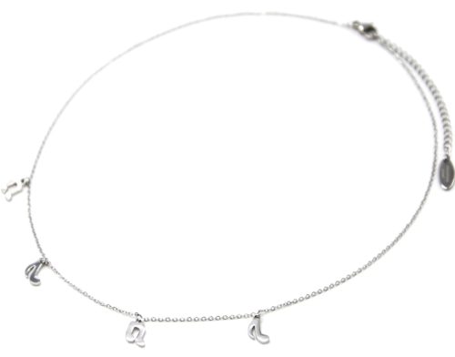 Collier-Fine-Chaine-Pendentifs-Notes-de-Musique-Acier-Argente