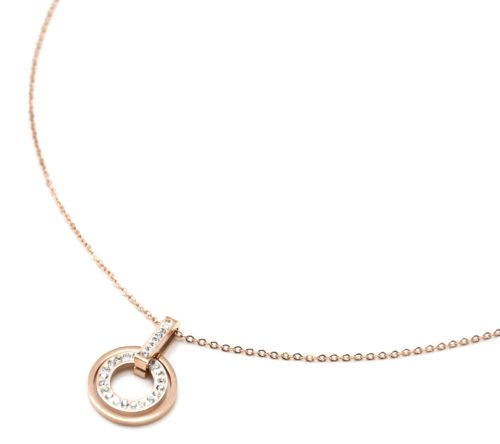 Collier-Fine-Chaine-Pendentif-Double-Cercles-Strass-et-Acier-Or-Rose