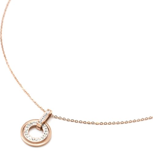 Collier-Fine-Chaine-Pendentif-Double-Cercles-Strass-et-Acier-Or-Rose