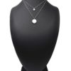 Collier-Double-Chaine-Acier-Argente-avec-Medailles-Chiffres-Romains-et-Nacre