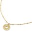 Collier-Chaine-Boules-Pendentif-Fleur-Rosace-Ajouree-Acier-Dore