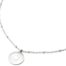 Collier-Chaine-Boules-Pendentif-Medaille-Rayons-Soleil-Acier-Argente-et-Nacre-Blanc