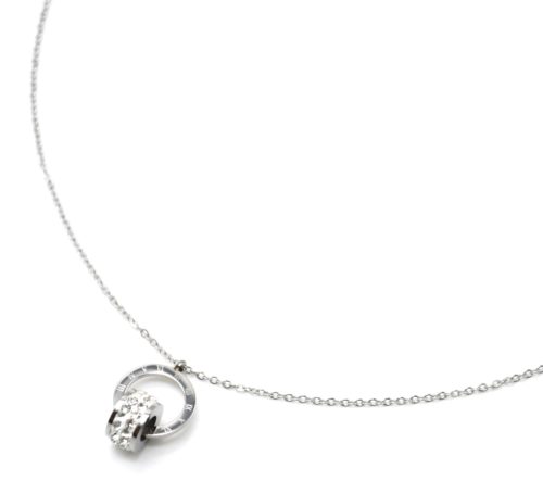 Collier-Fine-Chaine-Pendentif-Cercle-Grave-Acier-Argente-et-Anneau-Strass