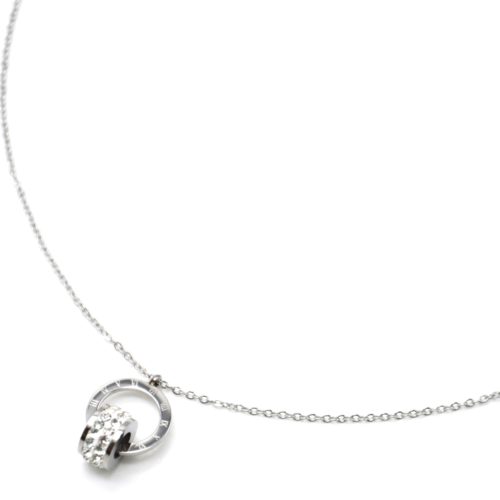 Collier-Fine-Chaine-Pendentif-Cercle-Grave-Acier-Argente-et-Anneau-Strass