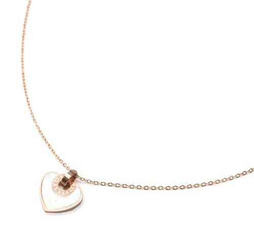 Collier-Fine-Chaine-Pendentif-Coeur-Acier-Or-Rose-et-Centre-Nacre-Blanc