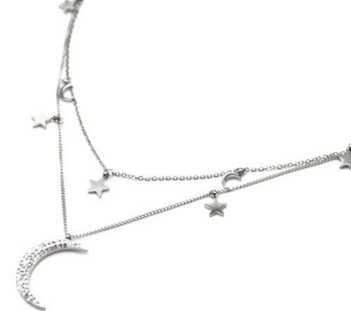 Collier-Double-Chaine-avec-Etoiles-et-Lunes-Acier-Argente-et-Strass