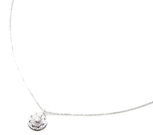 Collier-Fine-Chaine-Argent-925-Pendentif-Medaille-Ajouree-et-Cercle-Strass