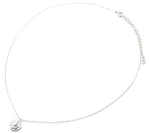 Collier-Fine-Chaine-Argent-925-Pendentif-Medaille-Ajouree-et-Cercle-Strass