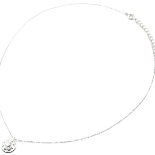 Collier-Fine-Chaine-Argent-925-Pendentif-Medaille-Ajouree-et-Cercle-Strass