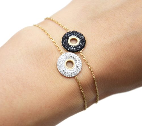 Bracelet-avec-Cercle-Strass-et-Centre-Soleil-Ajoure-Acier-Dore