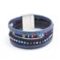 Bracelet-Manchette-Multi-Rangs-Cuir-Paillete-Tissu-Peruvien-et-Clous-Bleu-Marine