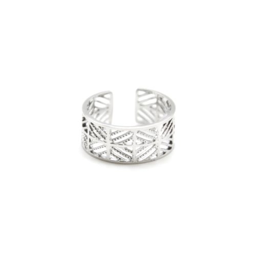 Bague-Reglable-avec-Motif-Damier-Ajoure-Acier-Argente