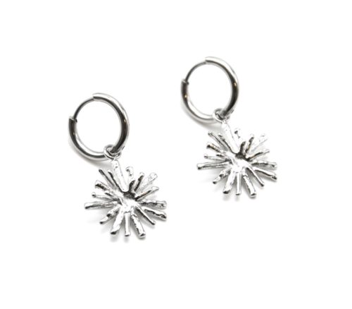 Boucles-dOreilles-Mini-Creoles-avec-Oursin-Pointes-Relief-Acier-Argente