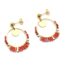 Boucles-dOreilles-Medaille-et-Cercle-Acier-Dore-avec-Perles-Tissees-Orange-Rouge