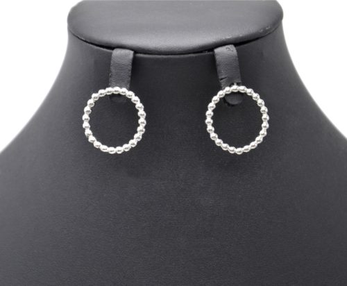 Boucles-dOreilles-Statement-Cercle-Contour-Billes-Acier-Argente