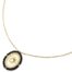 Collier-Pendentif-Medaille-Ovale-Soleil-Acier-Dore-et-Contour-Perles-Noires