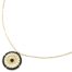 Collier-Pendentif-Fleur-Ajouree-Acier-Dore-Pierre-et-Contour-Perles-Noires