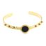 Bracelet-Jonc-Ouvert-Martele-avec-Billes-et-Soleil-Acier-Dore-Centre-Nacre-Noir