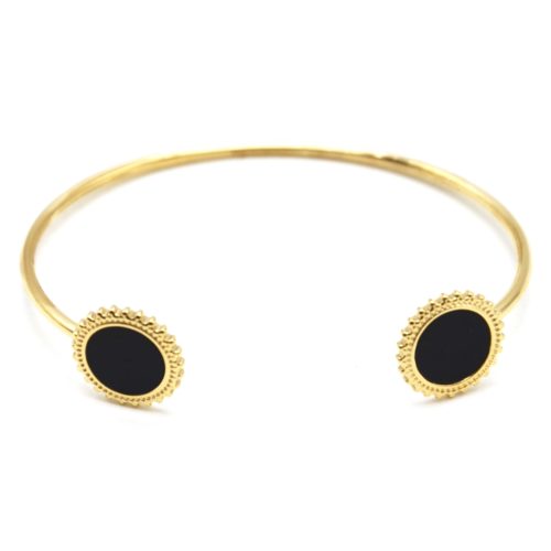 Bracelet-Jonc-avec-Double-Soleils-Acier-Dore-et-Centre-Nacre-Noir