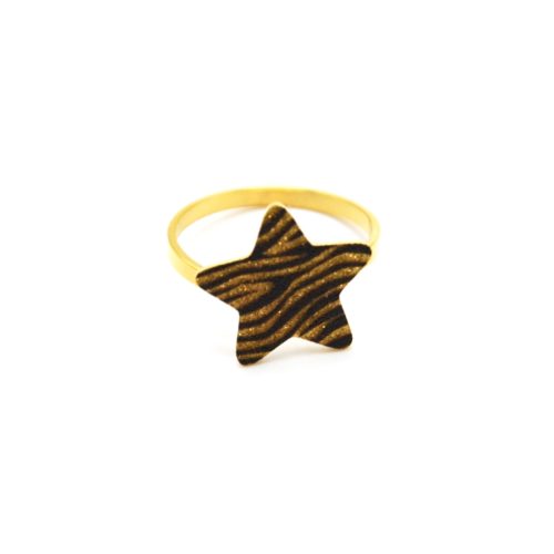 Bague-Reglable-Acier-Dore-avec-Etoile-Motif-Zebre-Paillettes