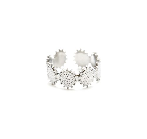 Bague-Statement-avec-Ovales-Marteles-Contour-Points-Acier-Argente