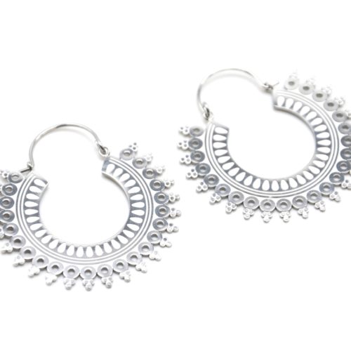 Boucles-dOreilles-Statement-Cercle-Ouvert-Motif-Ajoure-Acier-Argente