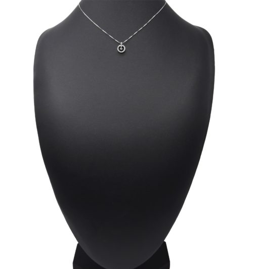 Collier-Fine-Chaine-Argent-925-Pendentif-Cercle-Contour-et-Milieu-Strass-Zirconium