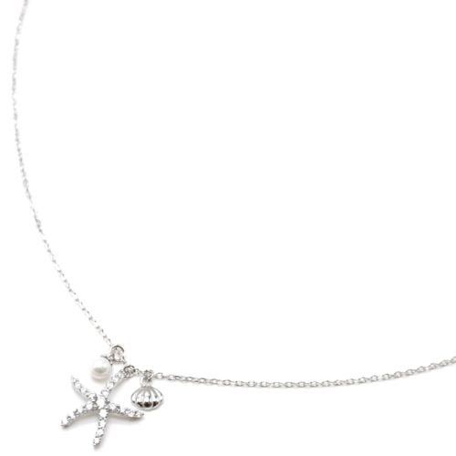 Collier-Fine-Chaine-Argent-925-Pendentif-Etoile-de-Mer-Strass-Zirconium-et-Charms