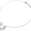 Collier-Pendentif-Cercle-Ouvert-Motif-Ajoure-Acier-Argente